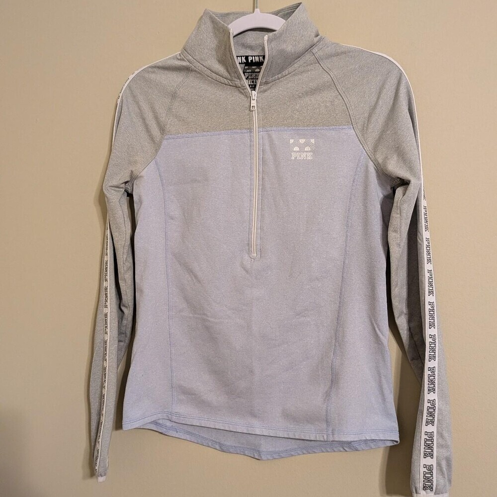 Victoria's Secret Women's Grey and Blue Sweatshirt